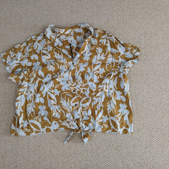 Ava & Viv 2x summer floral tie front blouse - Picture 1 of 3